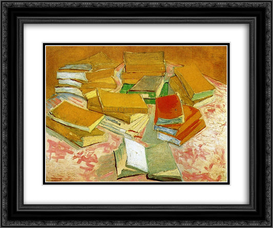 Still Life - French Novels 24x20 Black Ornate Wood Framed Art Print Poster with Double Matting by Van Gogh, Vincent