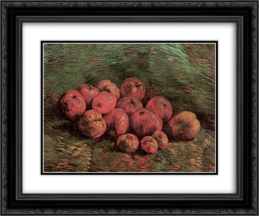 Still Life with Apples 24x20 Black Ornate Wood Framed Art Print Poster with Double Matting by Van Gogh, Vincent