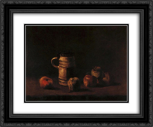 Still Life with Beer Mug and Fruit 24x20 Black Ornate Wood Framed Art Print Poster with Double Matting by Van Gogh, Vincent