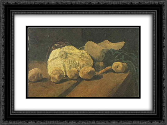 Still Life with Cabbage and Clogs 24x18 Black Ornate Wood Framed Art Print Poster with Double Matting by Van Gogh, Vincent