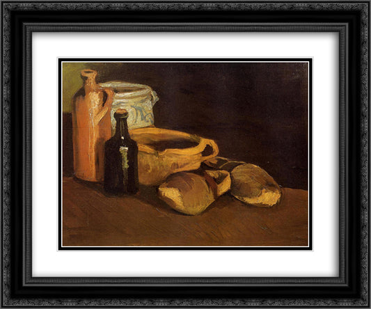 Still Life with Clogs and Pots 24x20 Black Ornate Wood Framed Art Print Poster with Double Matting by Van Gogh, Vincent