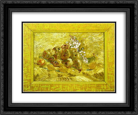 Still life with grapes,pears and lemons 24x20 Black Ornate Wood Framed Art Print Poster with Double Matting by Van Gogh, Vincent