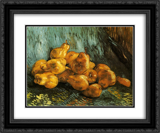 Still Life with Pears 24x20 Black Ornate Wood Framed Art Print Poster with Double Matting by Van Gogh, Vincent