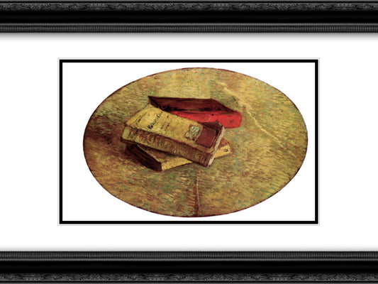 Still Life with Three Books 24x18 Black Ornate Wood Framed Art Print Poster with Double Matting by Van Gogh, Vincent