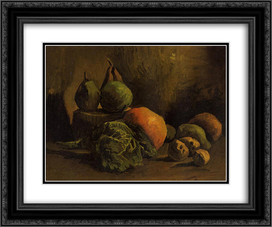 Still Life with Vegetables and Fruit 24x20 Black Ornate Wood Framed Art Print Poster with Double Matting by Van Gogh, Vincent
