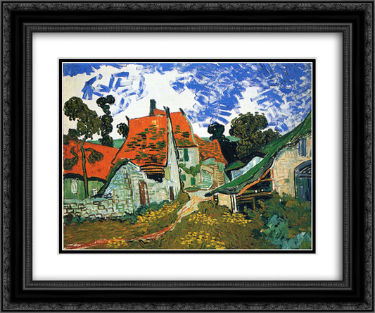 Street in Auvers-sur-Oise 24x20 Black Ornate Wood Framed Art Print Poster with Double Matting by Van Gogh, Vincent