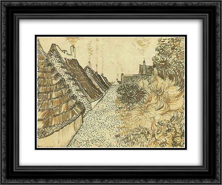 Street in Saintes-Maries 24x20 Black Ornate Wood Framed Art Print Poster with Double Matting by Van Gogh, Vincent