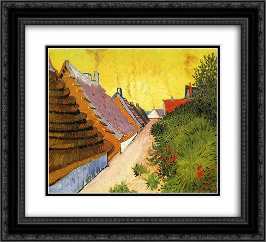 Street in Saintes-Maries 22x20 Black Ornate Wood Framed Art Print Poster with Double Matting by Van Gogh, Vincent