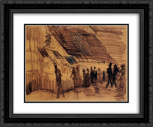 Strollers and Onlookers at a Place of Entertainment 24x20 Black Ornate Wood Framed Art Print Poster with Double Matting by Van Gogh, Vincent