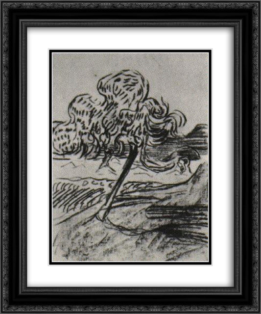 Study of a Fruit Tree 20x24 Black Ornate Wood Framed Art Print Poster with Double Matting by Van Gogh, Vincent