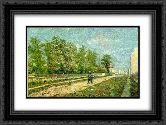 Suburbs of Paris 24x18 Black Ornate Wood Framed Art Print Poster with Double Matting by Van Gogh, Vincent