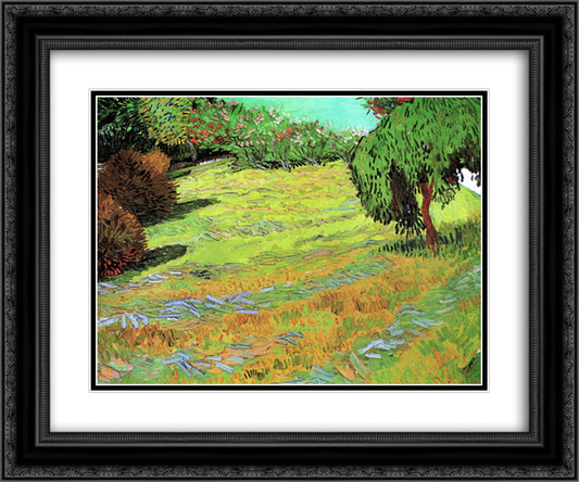 Sunny Lawn in a Public Park 24x20 Black Ornate Wood Framed Art Print Poster with Double Matting by Van Gogh, Vincent