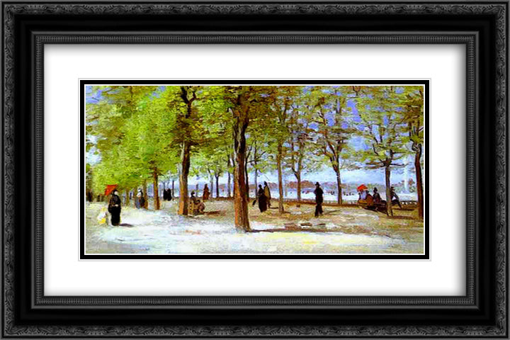 Terrace in the Luxembourg Garden 24x16 Black Ornate Wood Framed Art Print Poster with Double Matting by Van Gogh, Vincent