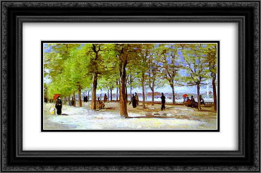 Terrace in the Luxembourg Garden 24x16 Black Ornate Wood Framed Art Print Poster with Double Matting by Van Gogh, Vincent