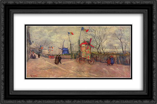 The Allotments at Montmartre 24x16 Black Ornate Wood Framed Art Print Poster with Double Matting by Van Gogh, Vincent