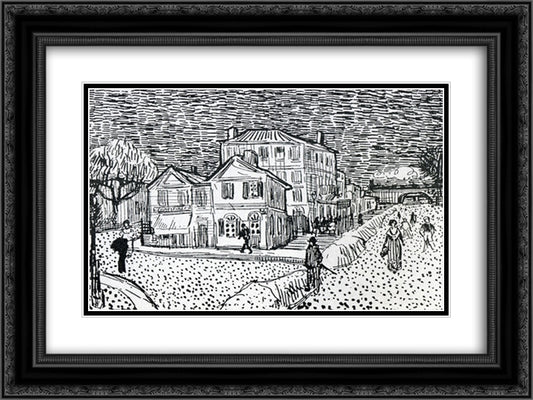 The Artist's House in Arles 24x18 Black Ornate Wood Framed Art Print Poster with Double Matting by Van Gogh, Vincent