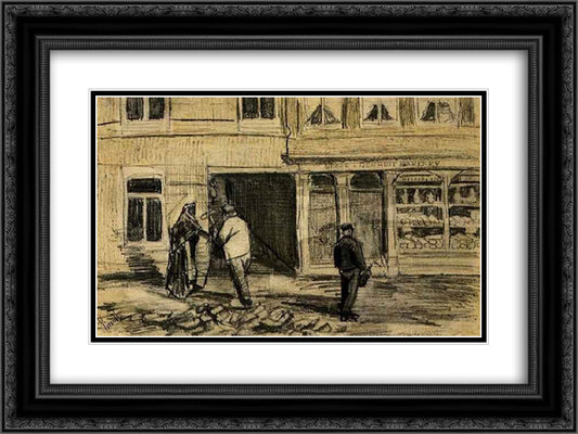 The Bakery in de Geest 24x18 Black Ornate Wood Framed Art Print Poster with Double Matting by Van Gogh, Vincent