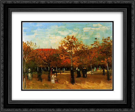 The Bois de Boulogne with People Walking 24x20 Black Ornate Wood Framed Art Print Poster with Double Matting by Van Gogh, Vincent