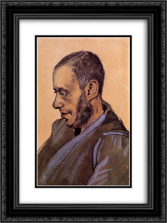 The Bookseller Blok 18x24 Black Ornate Wood Framed Art Print Poster with Double Matting by Van Gogh, Vincent