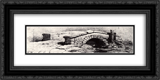 The Bridge 24x12 Black Ornate Wood Framed Art Print Poster with Double Matting by Van Gogh, Vincent