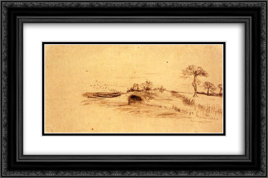 The Cave of Machpelah 24x16 Black Ornate Wood Framed Art Print Poster with Double Matting by Van Gogh, Vincent