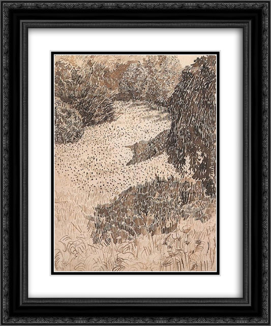 The Corner of the Park 20x24 Black Ornate Wood Framed Art Print Poster with Double Matting by Van Gogh, Vincent