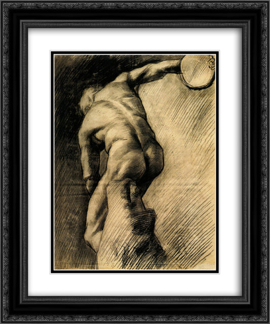 The Discus Thrower 20x24 Black Ornate Wood Framed Art Print Poster with Double Matting by Van Gogh, Vincent