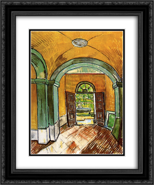 The Entrance Hall of Saint-Paul Hospital 20x24 Black Ornate Wood Framed Art Print Poster with Double Matting by Van Gogh, Vincent