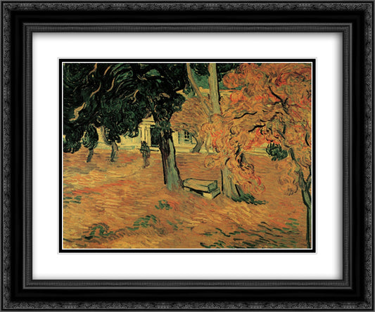 The Garden of Saint-Paul Hospital 24x20 Black Ornate Wood Framed Art Print Poster with Double Matting by Van Gogh, Vincent