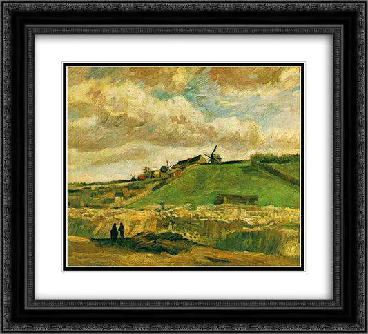 The Hill of Montmartre with Quarry 22x20 Black Ornate Wood Framed Art Print Poster with Double Matting by Van Gogh, Vincent