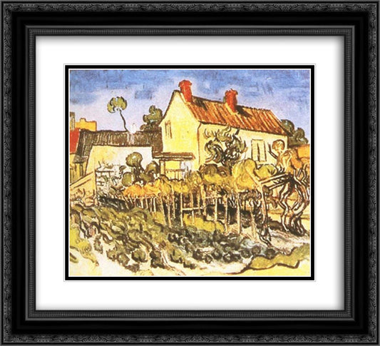 The House of Pere Eloi 22x20 Black Ornate Wood Framed Art Print Poster with Double Matting by Van Gogh, Vincent