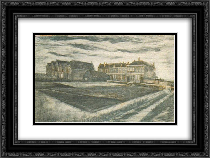 The Houses on Schenkweg where Van Gogh Lived 24x18 Black Ornate Wood Framed Art Print Poster with Double Matting by Van Gogh, Vincent