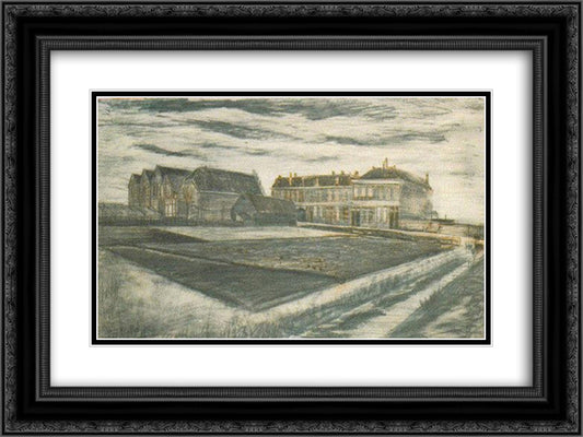 The Houses on Schenkweg where Van Gogh Lived 24x18 Black Ornate Wood Framed Art Print Poster with Double Matting by Van Gogh, Vincent