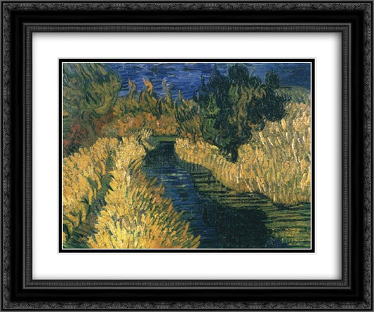 The Little Stream 24x20 Black Ornate Wood Framed Art Print Poster with Double Matting by Van Gogh, Vincent