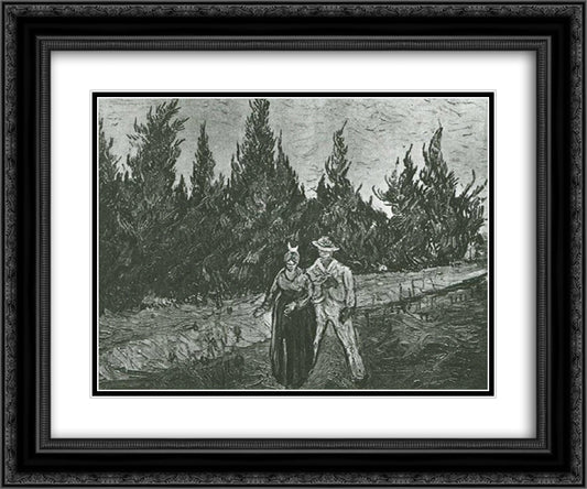 The Lovers The Poet s Garden IV 24x20 Black Ornate Wood Framed Art Print Poster with Double Matting by Van Gogh, Vincent