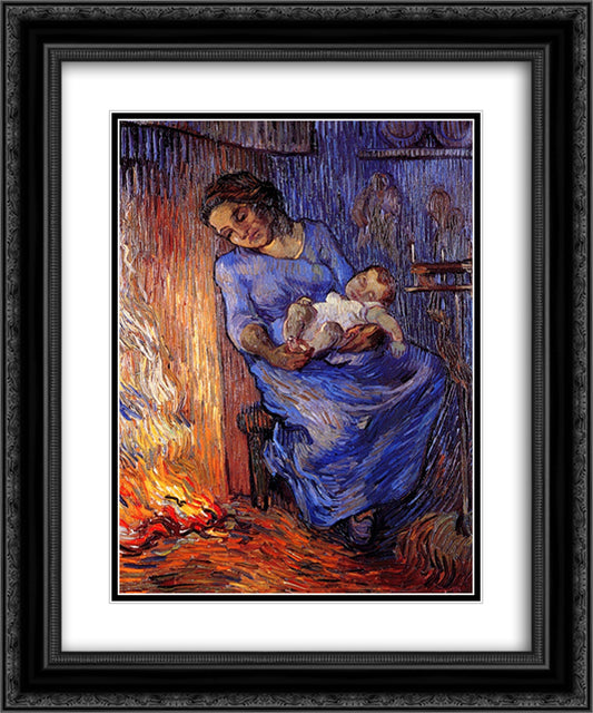 The Man is at Sea (after Demont-Breton) 20x24 Black Ornate Wood Framed Art Print Poster with Double Matting by Van Gogh, Vincent