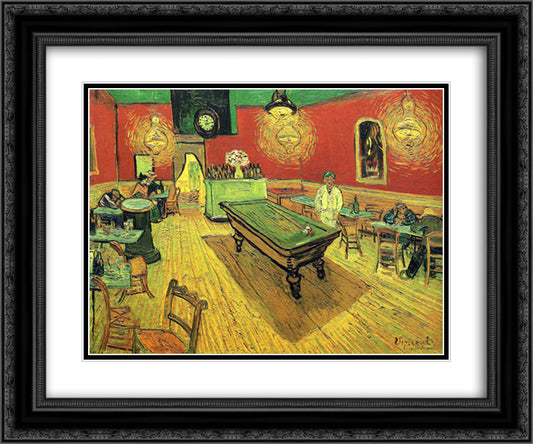 The Night Cafe 24x20 Black Ornate Wood Framed Art Print Poster with Double Matting by Van Gogh, Vincent