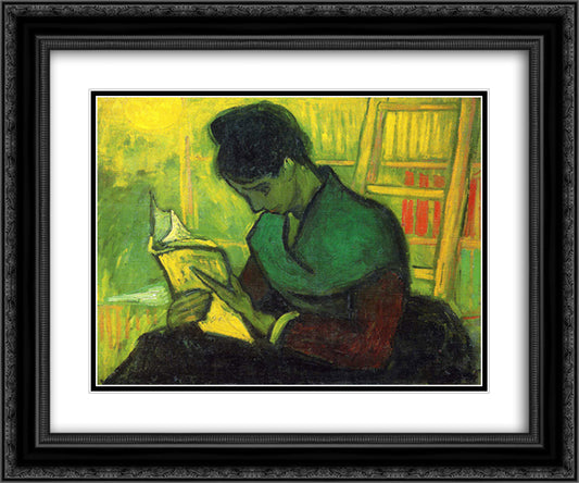The Novel Reader 24x20 Black Ornate Wood Framed Art Print Poster with Double Matting by Van Gogh, Vincent