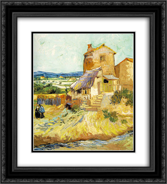 The old mill 20x22 Black Ornate Wood Framed Art Print Poster with Double Matting by Van Gogh, Vincent