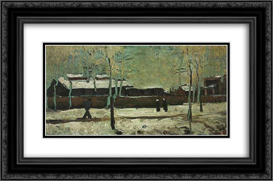 The Old Station at Eindhoven 24x16 Black Ornate Wood Framed Art Print Poster with Double Matting by Van Gogh, Vincent