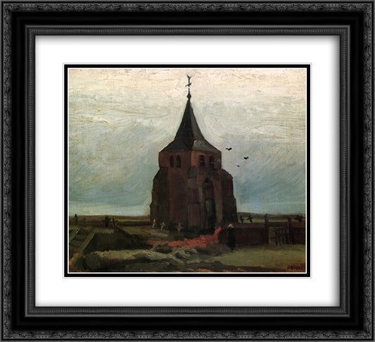 The Old Tower 22x20 Black Ornate Wood Framed Art Print Poster with Double Matting by Van Gogh, Vincent