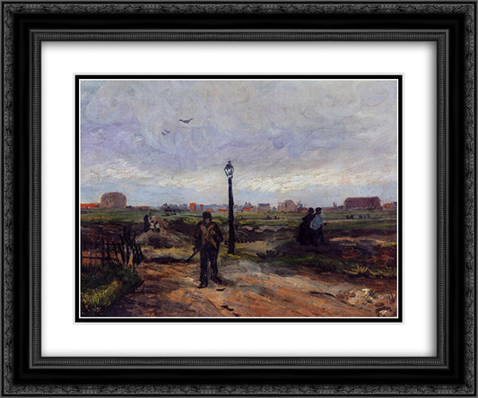 The Outskirts of Paris 24x20 Black Ornate Wood Framed Art Print Poster with Double Matting by Van Gogh, Vincent