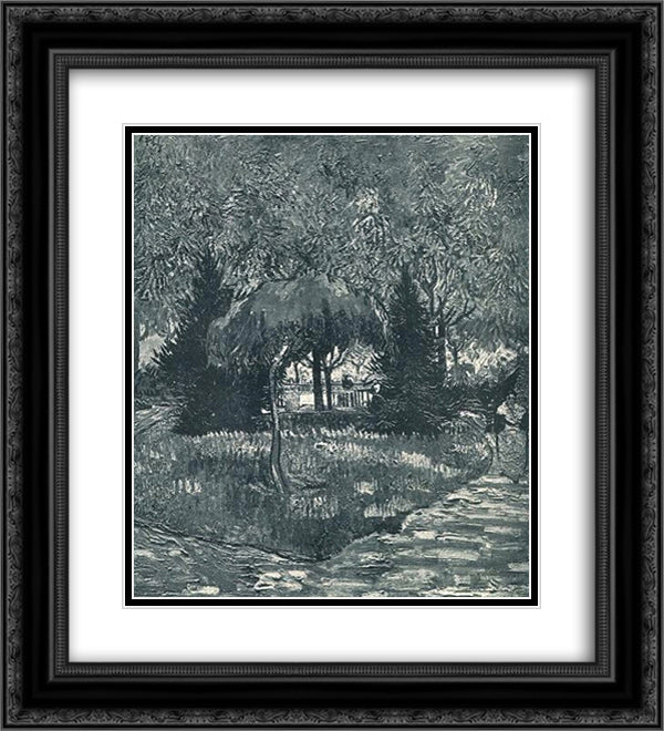 The Park at Arles with the Entrance Seen through the Trees 20x22 Black Ornate Wood Framed Art Print Poster with Double Matting by Van Gogh, Vincent