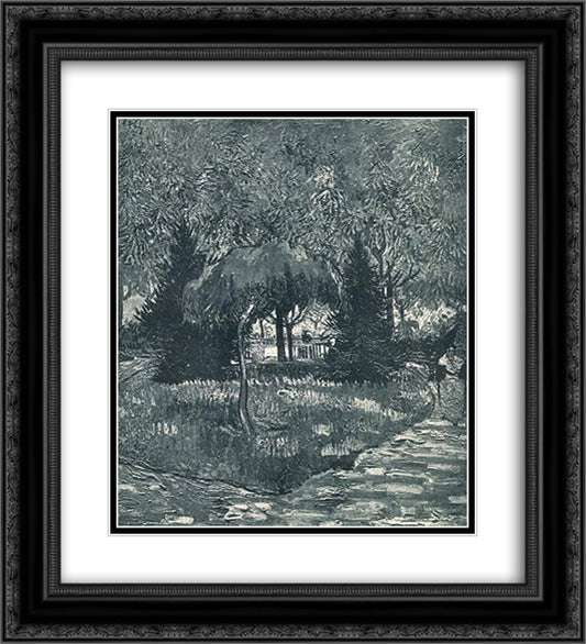 The Park at Arles with the Entrance Seen through the Trees 20x22 Black Ornate Wood Framed Art Print Poster with Double Matting by Van Gogh, Vincent