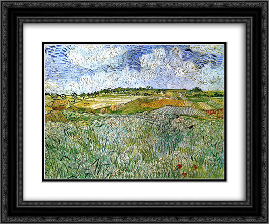 The Plain at Auvers 24x20 Black Ornate Wood Framed Art Print Poster with Double Matting by Van Gogh, Vincent