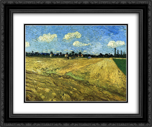 The Ploughed Field 24x20 Black Ornate Wood Framed Art Print Poster with Double Matting by Van Gogh, Vincent