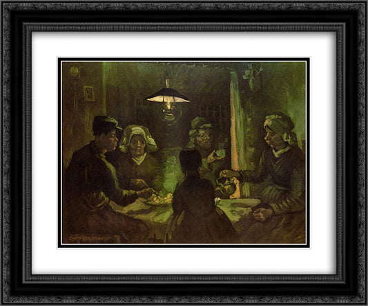 The Potato Eaters (preliminary oil sketch) 24x20 Black Ornate Wood Framed Art Print Poster with Double Matting by Van Gogh, Vincent