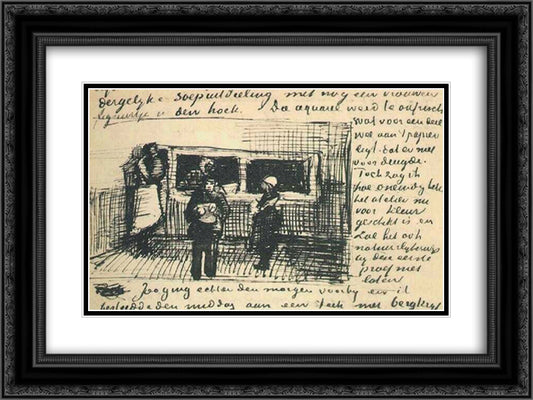 The Public Soup Kitchen 24x18 Black Ornate Wood Framed Art Print Poster with Double Matting by Van Gogh, Vincent