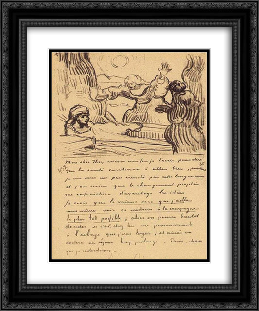 The Raising of Lazarus 20x24 Black Ornate Wood Framed Art Print Poster with Double Matting by Van Gogh, Vincent