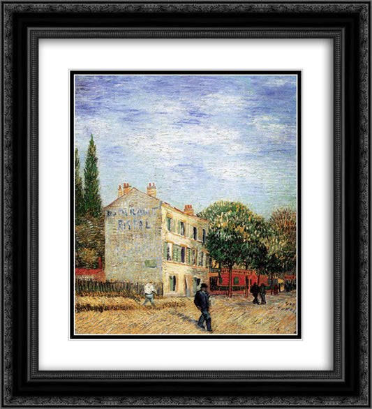 The Rispal Restaurant at Asnieres 20x22 Black Ornate Wood Framed Art Print Poster with Double Matting by Van Gogh, Vincent